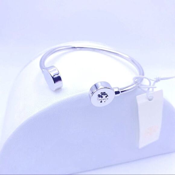 Tory Burch Silver Round Logo Cuff Bracelet - Picture 5 of 12